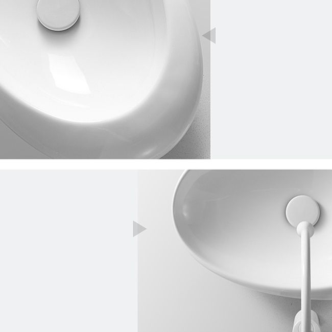Modern Vessel Bathroom Sink Porcelain Oval Shut-Off Valve Included Vessel