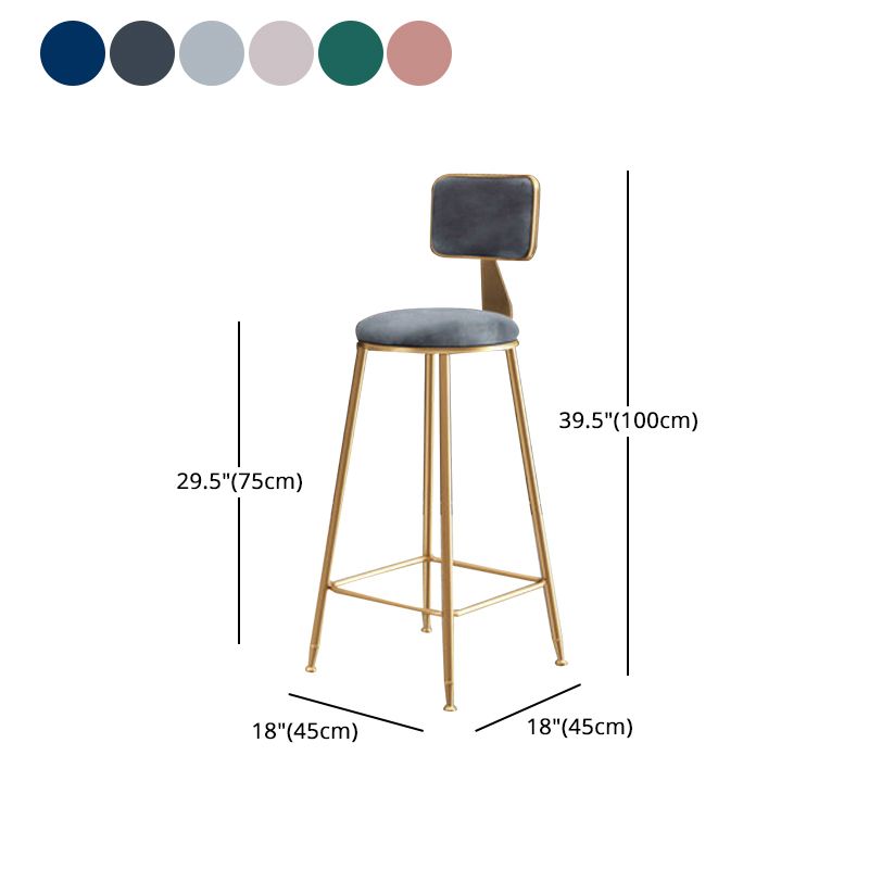 Glam – tabouret de comptoir sans accoudoirs, tabouret de bar en fer avec coussin en daim