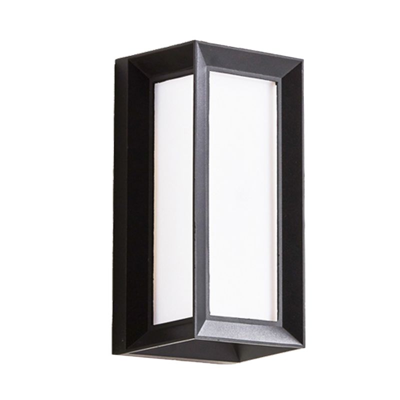 Lodges Cuboid Box Wall Sconce Milky Glass LED Wall Mounted Lamp in Black for Corner, Warm/White Light