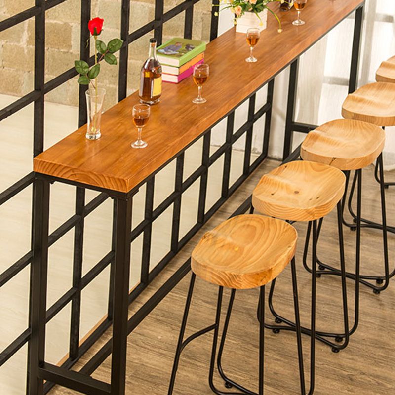 Metal Bar Table Solid Wood Top Bistro Pub Table for Patio Use