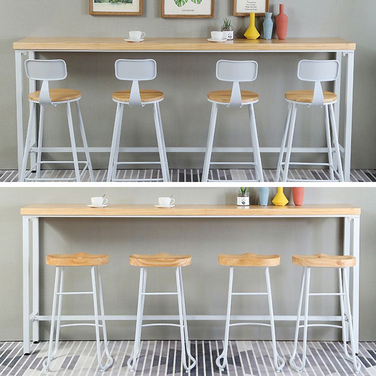 Luxury Rectangle Solid Wood Bar Table Set 1/4 Pieces Counter Table with Black Stools