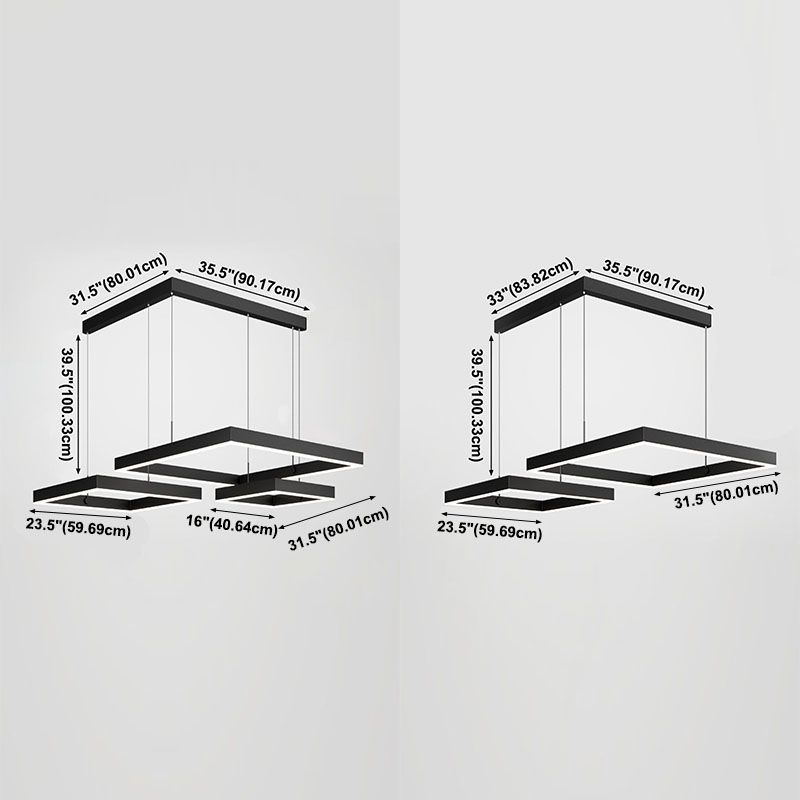 Mehrere Quadrate hängen Anhänger Lichter moderne Kronleuchter für Esszimmer