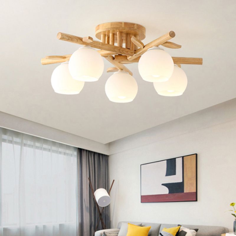 Contemporary Wood Ceiling Light Flush Mount Lighting for Bedroom