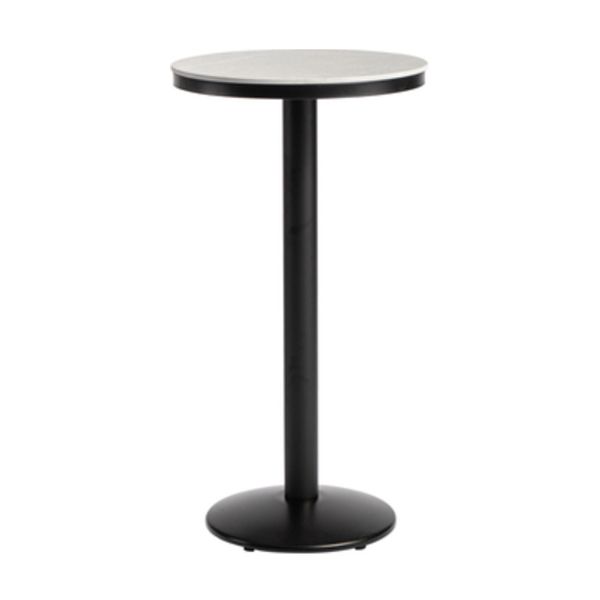 1/3 Pieces Industrial Iron Bar Table Set Round Bistro Set with Grey Faux Marble Top