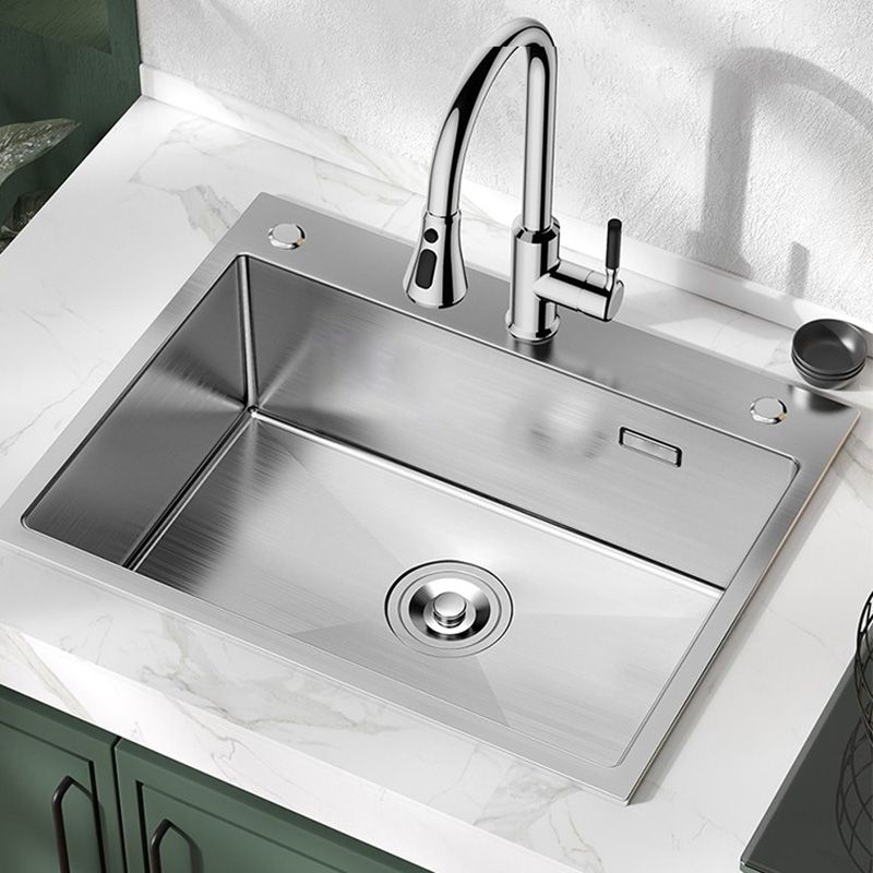 Rectangle Stainless Steel Kitchen Sink Single Bowl Sink with Soap Dispenser