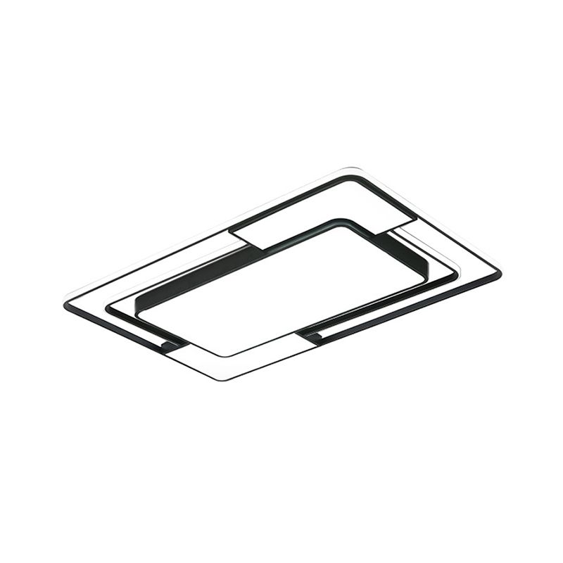 Square/Round/Rectangle Acrylic Ceiling Flush Nordic Black LED Flush Mount Recessed Lighting in White/3 Color Light