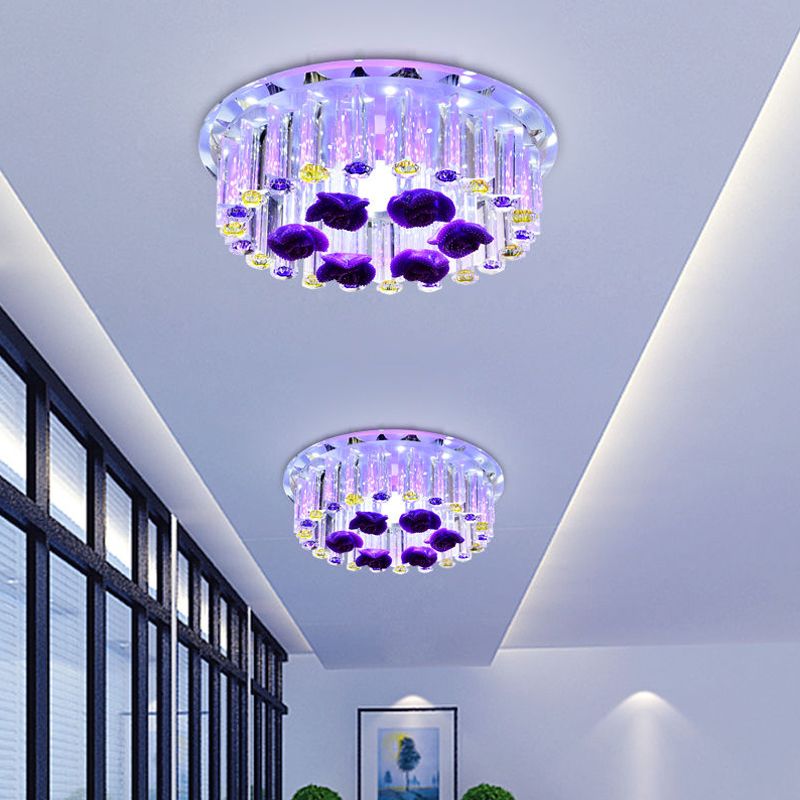 7"/9,5" W minimalistische ronde inbouw helder kristal LED gang inbouw plafondlamp in chroom, warm/wit/meerkleurig licht