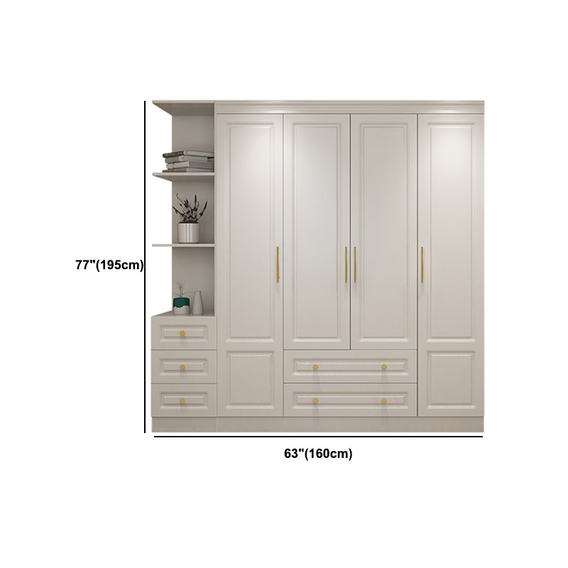 Hinged White Wardrobe Armoire Engineered Wood Wardrobe Closet