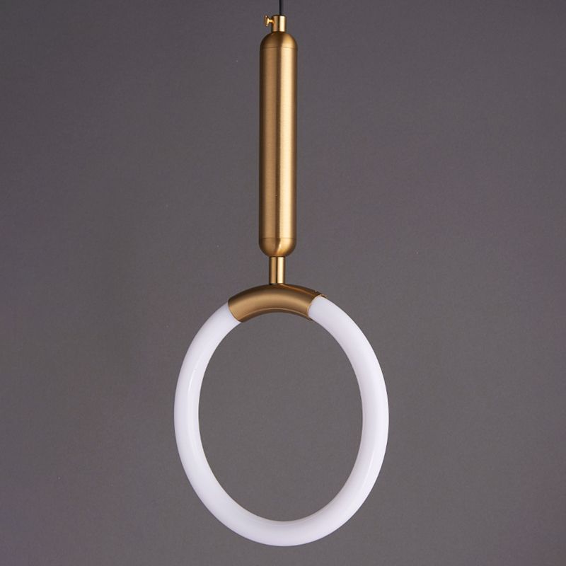 Geometric Suspension Pendant Light Minimalist Metal LED Bedroom Pendant Light Kit in Gold