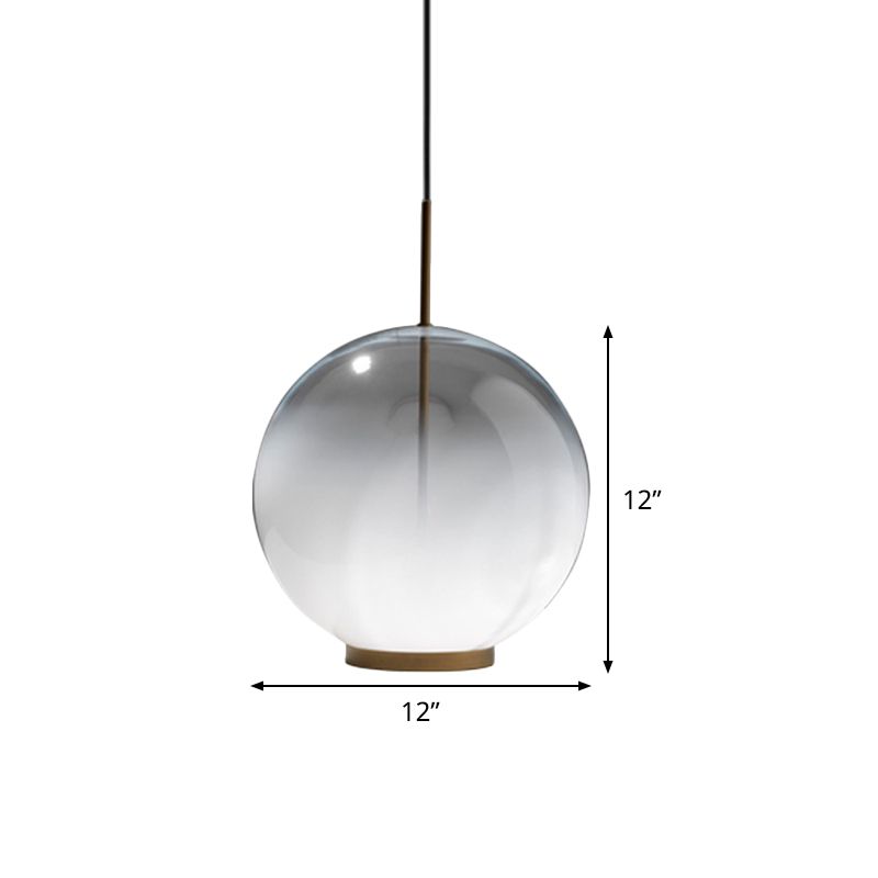Simple Sphere Drop Pendant Gradient Frosted Glass Single Bulb Dining Table Suspension Light