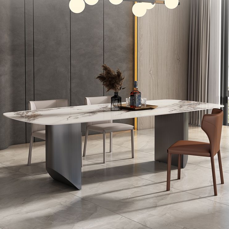 Minimalist Style Dining Table Set with Rectangle Shape Table and Upholstery Chairs