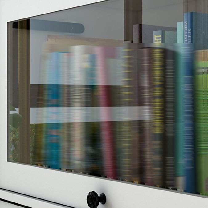 White Manufactured Wood Standard Bookcase Modern Bookshelf with Glass Doors