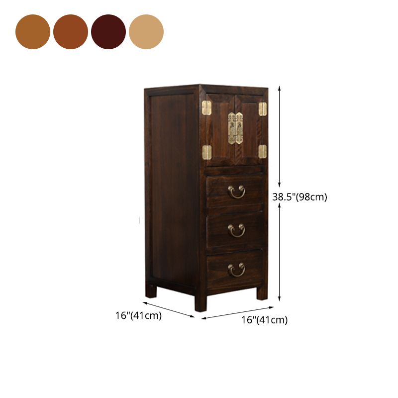 16" W Traditional Style Storage Chest Vertical Wood Combo Dresser with Drawers and Doors