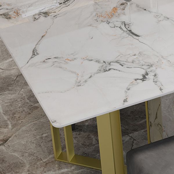Glam Style Dinette Set 1/5 Pcs Rectangle Stone Dinette Table with Dining Chair