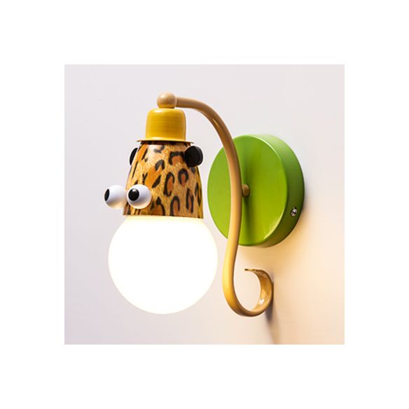 Dierenhoofd kleuterschool muur licht metaal metalen licht moderne schattige sconce lamp in groen