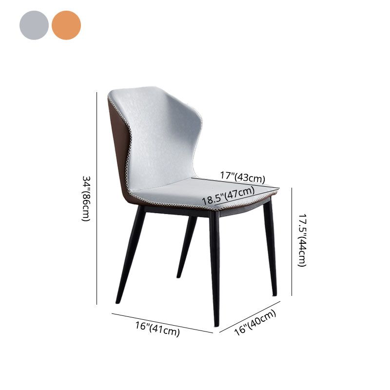 Silla de comedor de metal industrial, silla sin brazos de comedor de cuero sintético para uso en restaurantes
