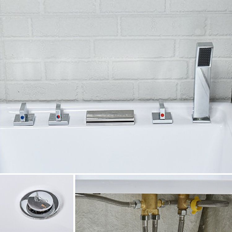 Modern Stand Alone White Bath Acrylic Rectangular Soaking Bathtub