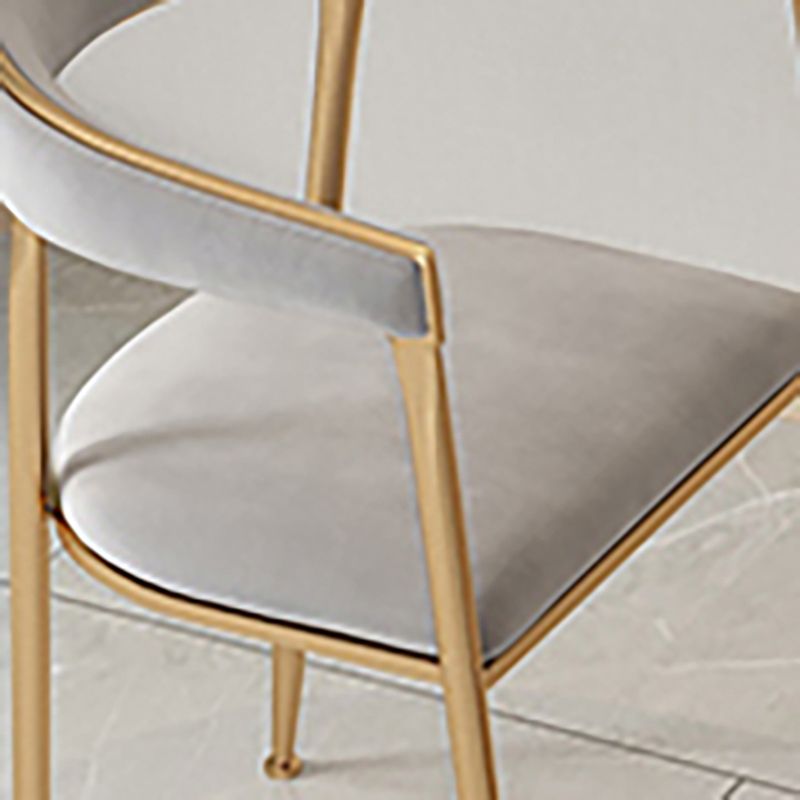 Silla de comedor con brazo de metal Glam, respaldo abierto, silla lateral para uso doméstico