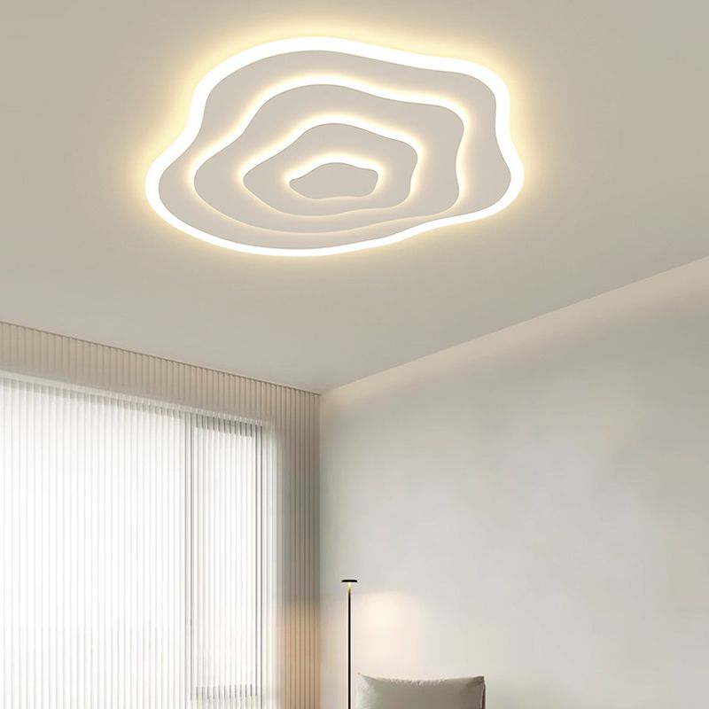 Single White LED Flush Mount Lighting Modern Unique Ceiling Light for Bedroom