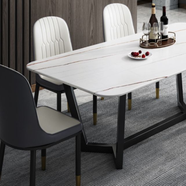 Sintered Stone Top Modern Table for Restaurant Oval Dining Table with Trestle Base