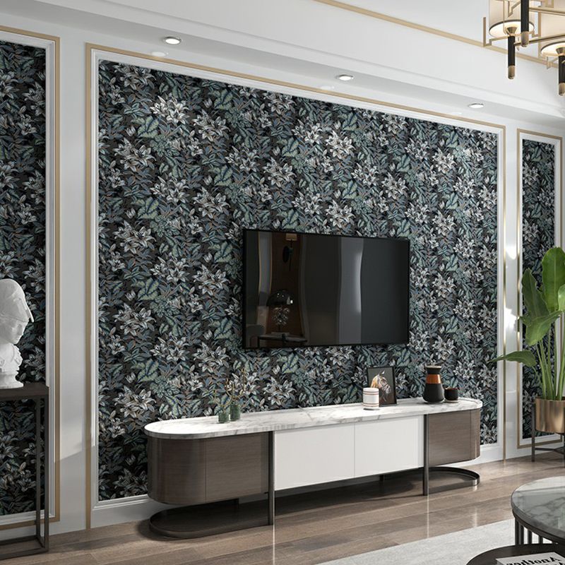 Coffee Lily Flower Print Wallpaper Moisture Resistant Rust Living Room Wall Decor