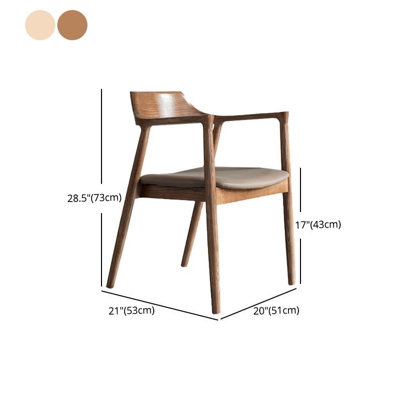 Arm Chair Traditional Style Dining Open Back Chair with Wooden Legs