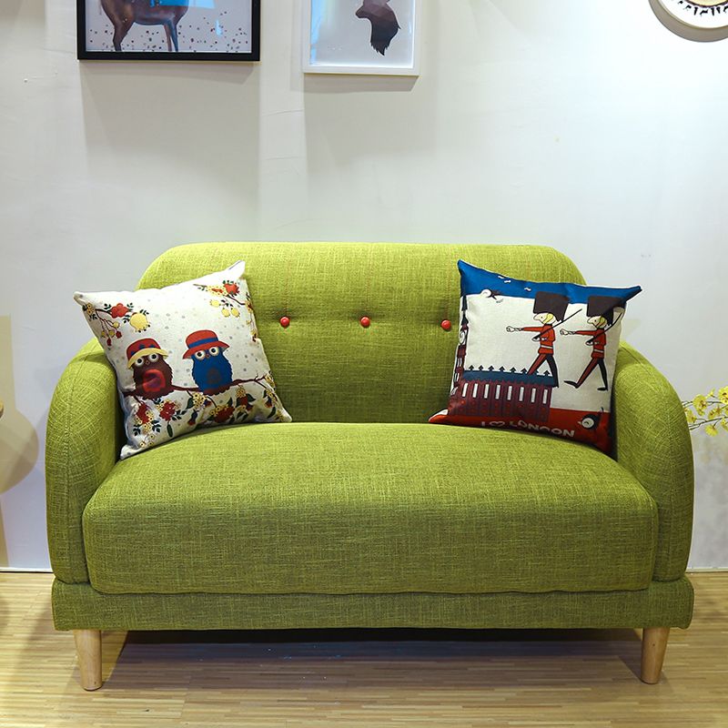 34.25"H Scandinavian Linen Square Arm Solid Color Tufted Loveseat Sofa for Apartment