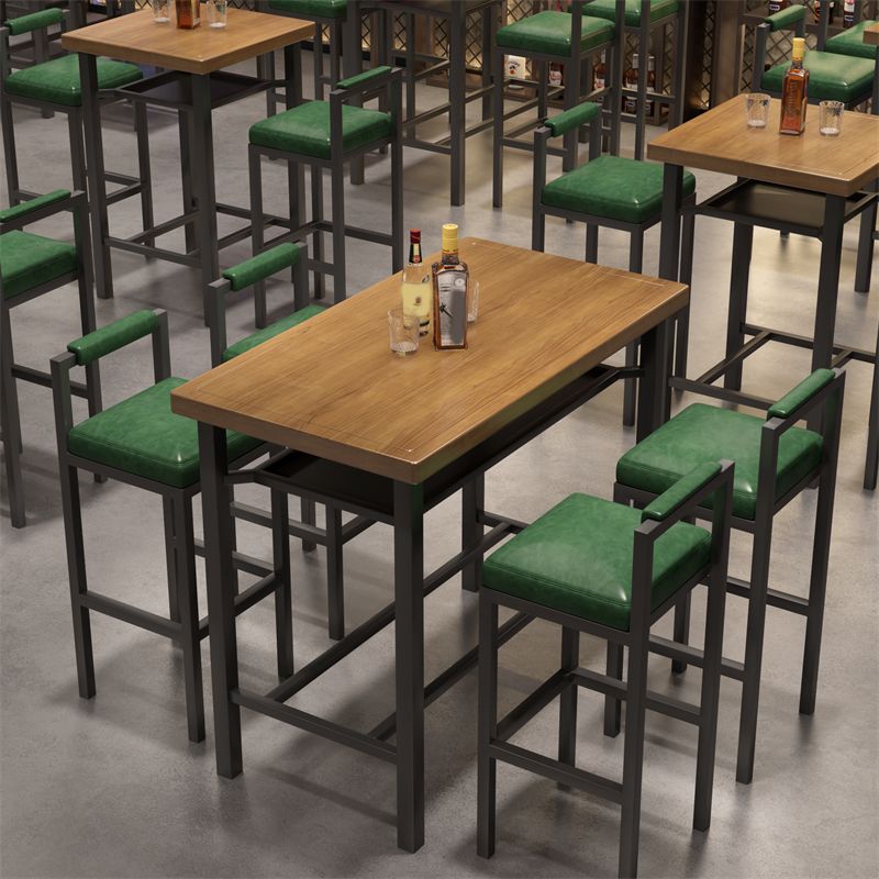 Modern 1/2/5 Pieces Bar Table Set Pine Wood Counter Table with High Stools
