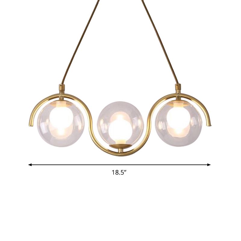 3/5/7 Lichter Wohnzimmer Kronleuchter mit Ball Clear Glass Shade Post Modernist Gold LED Hanging Deckenleuchte
