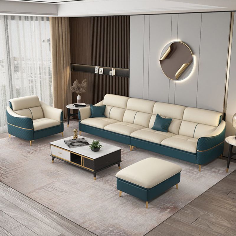 Glam Style Sofa Bed with Padded Leather and White Upholstery Sofa