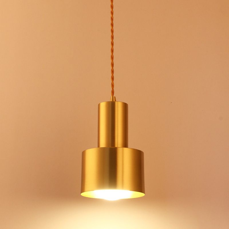 Post-Modern Cylindrical Shape Pendant Light Metal 1 Light Small Suspension Light  for Living Room