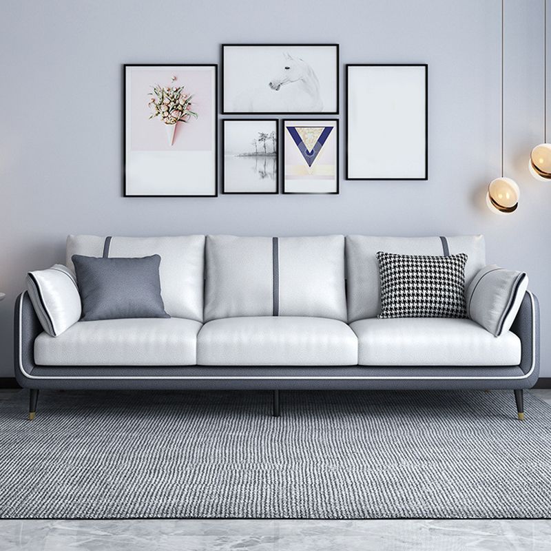 Scandinavian 3-seater Sofa Pillow Back Couch with Black Legs for Living Room
