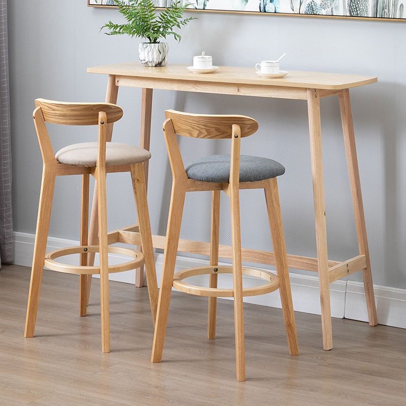 Scandinavian Wood Stool Wood Rectangle Seat Counter Stool in Matte Finish