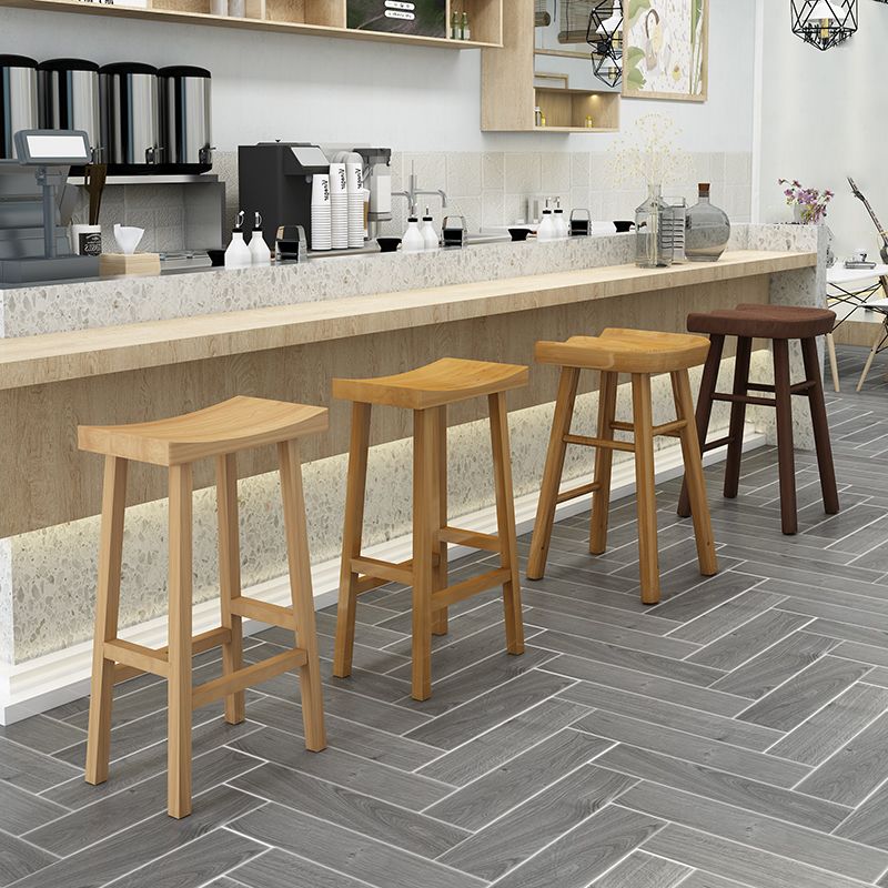 Modern Armless Backless Counter Stool Wood Kitchen Bar Stool with Seat and Pedal