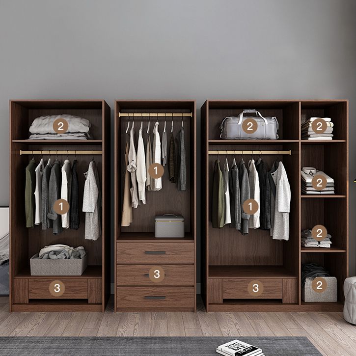 Contemporary Wardrobe with Garment Rod Engineered Wood Wardrobe Closet