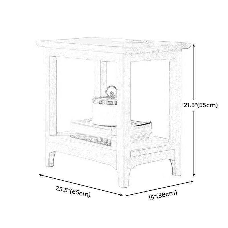 Transitional Wood Top Side End Table Rectangular Sofa Side End Table with Storage