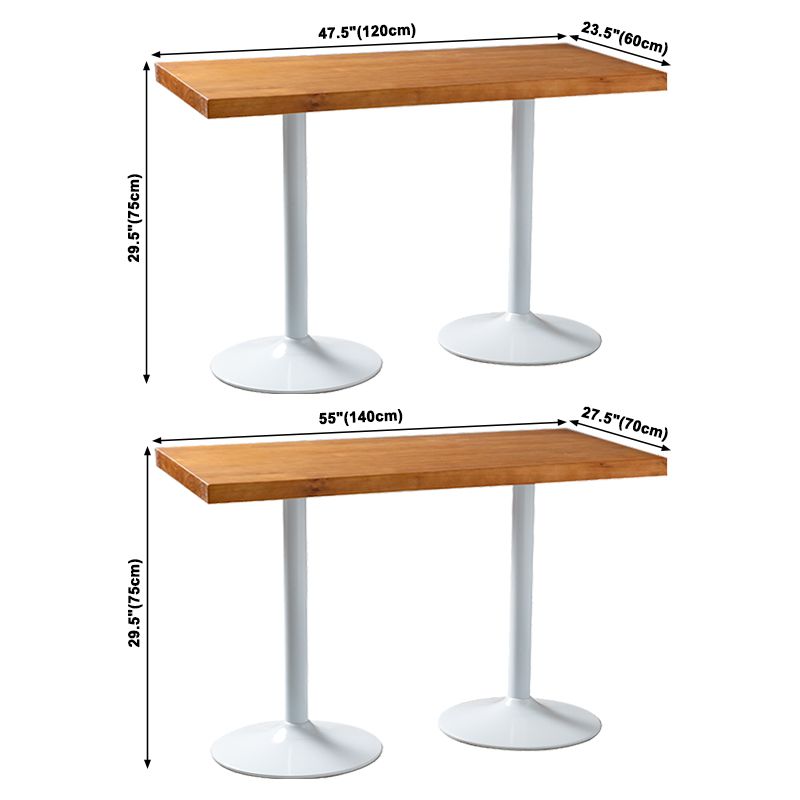 Solid Wood Industrial Dining Table Brown Top Table with White Frame for Dinning Room