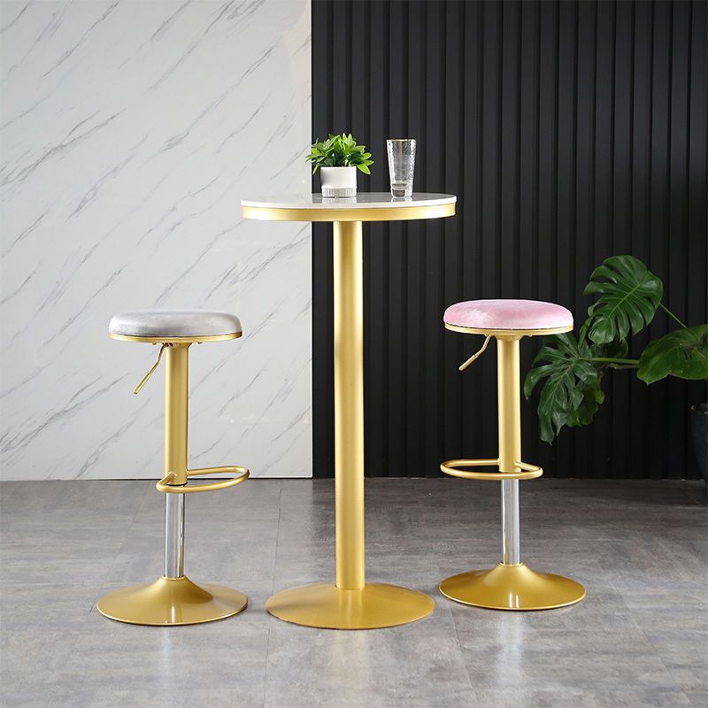Glam Matte Finish Velvet Counter Stool Adjustable Height Footrest Barstool