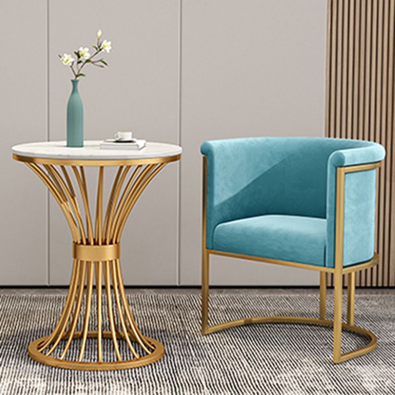 Upholstered Arm Chair Velvet Gold Base Dining Chair for Dining Room