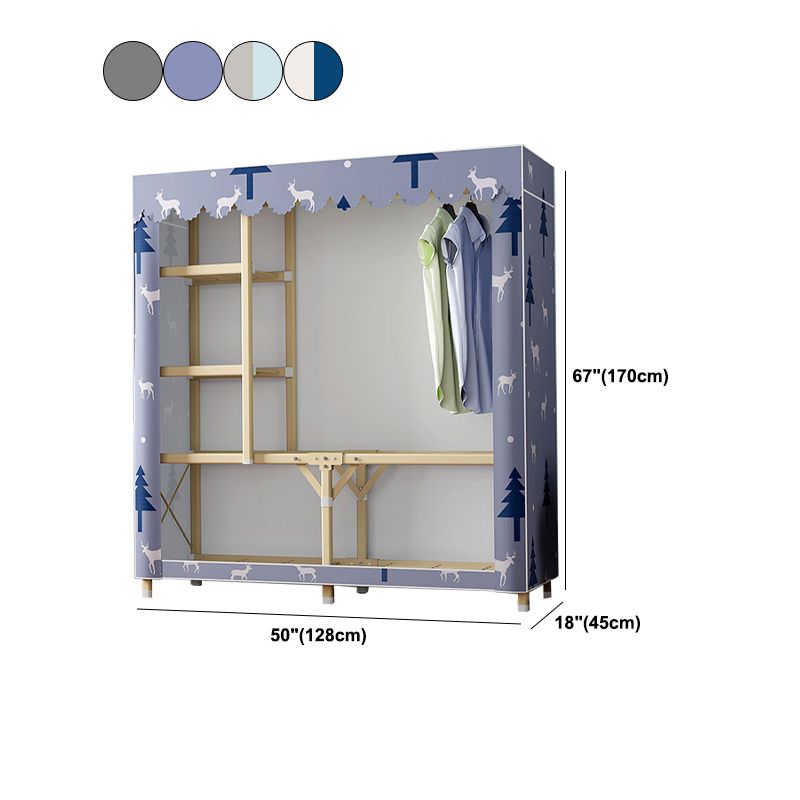 Gold Steel Frame Wardrobe Armoire Contemporary Style Wardrobe for Bedroom