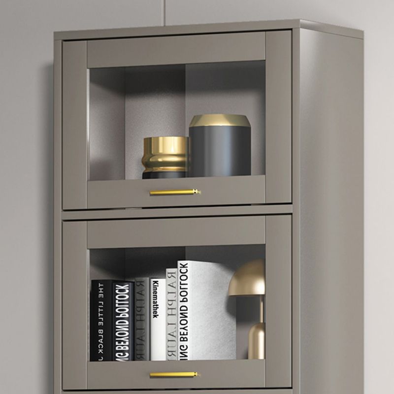 Glam Champagne/White Closed Back Standard Wood Shelf Bookcase for Living Room
