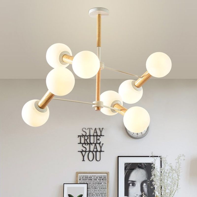 Style modernisme orbe lustre lampe blanche verre 8/12 lumières salon suspendu luminaire