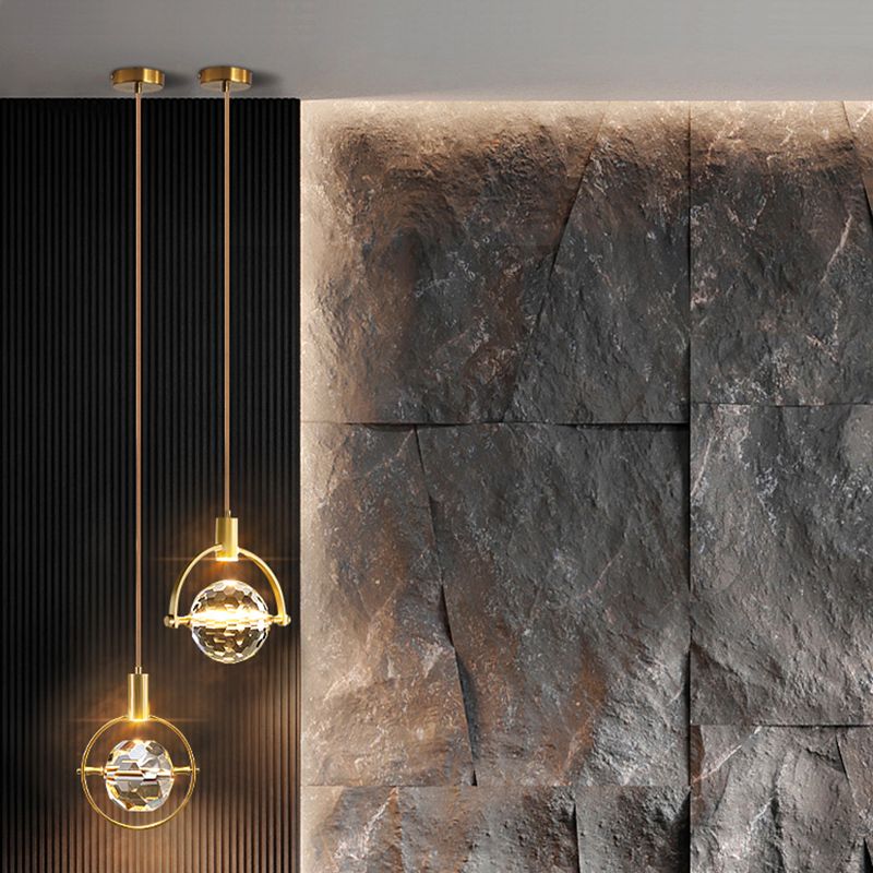 Elektroplate IJzeren hanglamp in moderne luxe stijl kristallen wereldhangende lamp voor slaapkamer