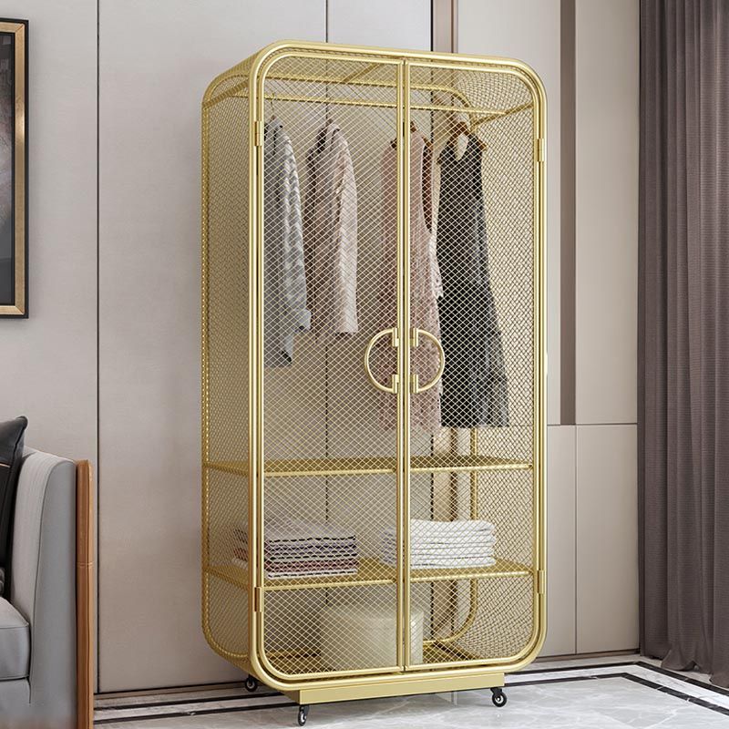 Bedroom Metal Wardrobe Industrial Style Rectangular Wardrobe Closet