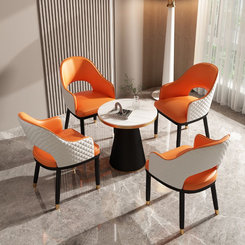 Modern Style Arm Chair Leather Open Back Indoor Dining Chair