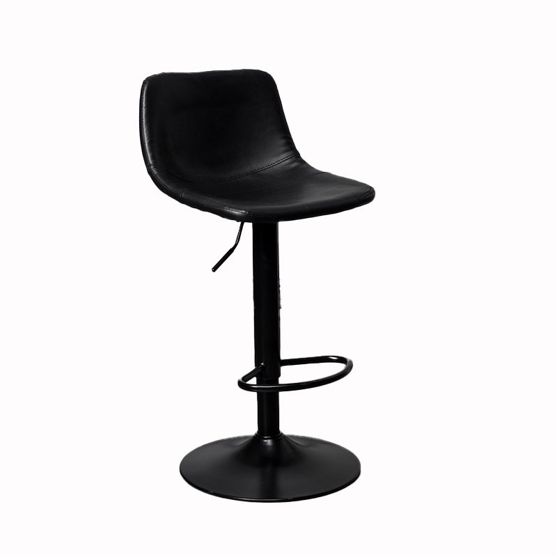 Scandinavian Metal Stool Faux Leather Upholstered Counter Stool in Matte Finish for Indoor