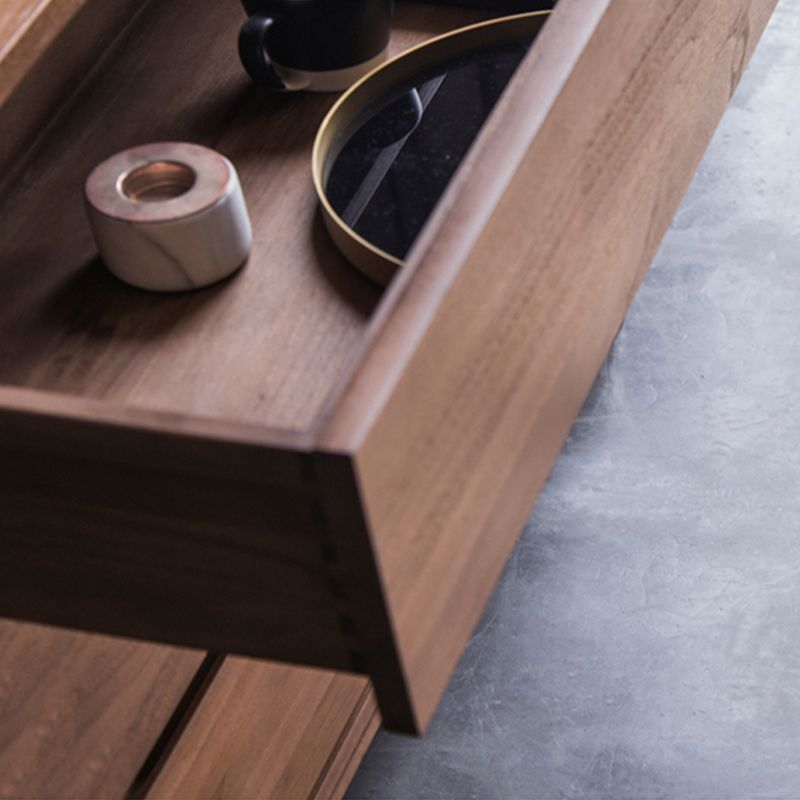Contemporary Brown Solid Wood Kitchen Island Table with 3 Drawers