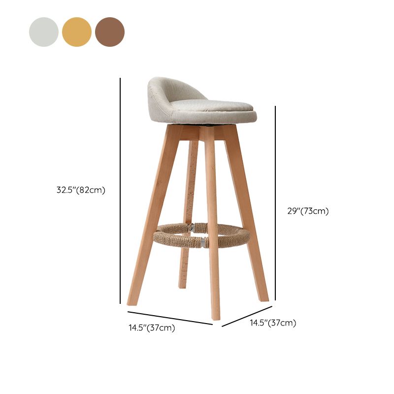Low Back Dining Stool Beech Armless Bar Stool with Wood Base