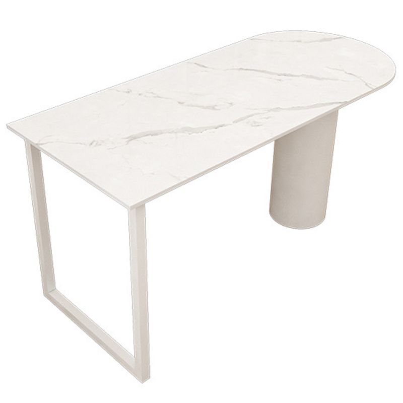 Contemporary Sintered Stone Dining Table Metal Dining Table with Double Pedestal Base