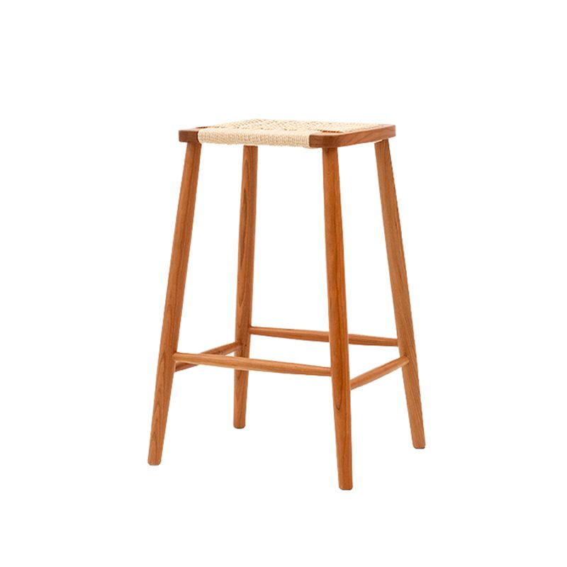 Contemporary Cherry Solid Wood Backless Bar Stool with Footrest